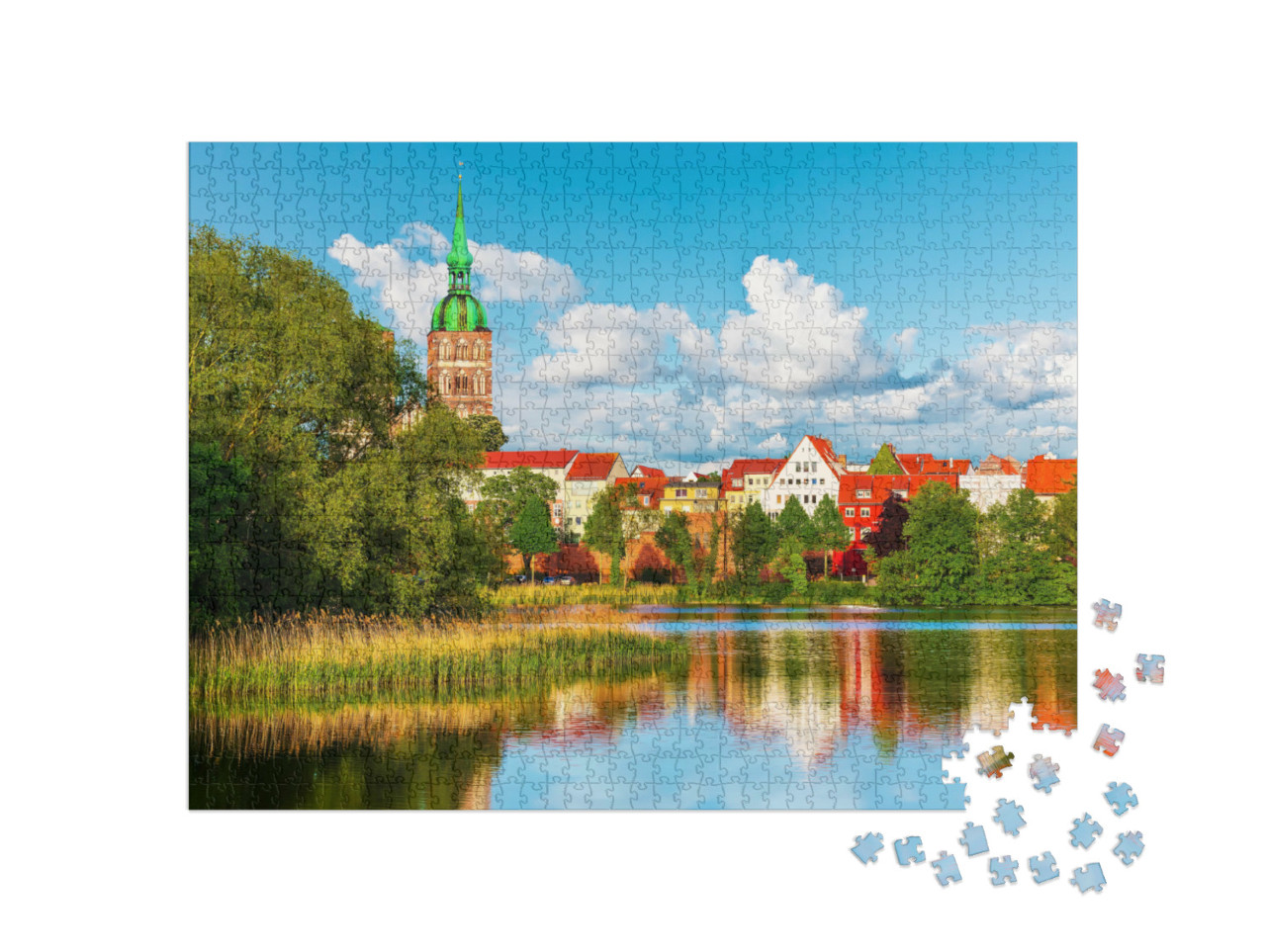 puzzle 1000 dílků „Letní panorama Stralsundu, Meklenbursko-Přední Pomořansko“