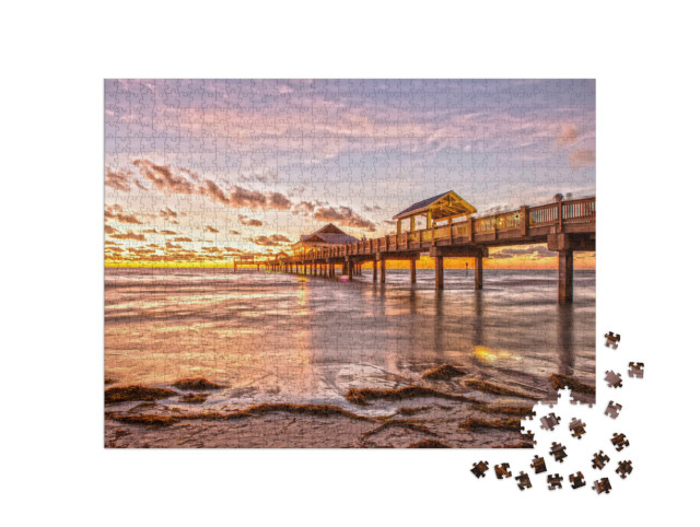 puzzle 1000 dílků „Západ slunce na molu Clearwater Beach, Florida, USA“