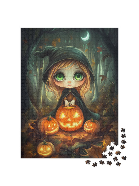 puzzle 1000 dílků „Čarodějnice v halloweenské noci“