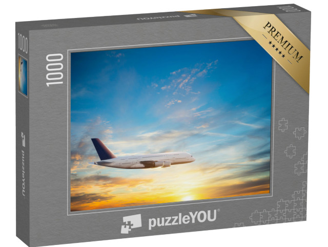 puzzle 1000 dílků „Klidný let osobního letadla na večerní obloze“