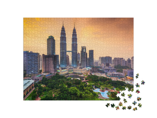 puzzle 1000 dílků „Impozantní panorama Kuala Lumpuru, Malajsie“