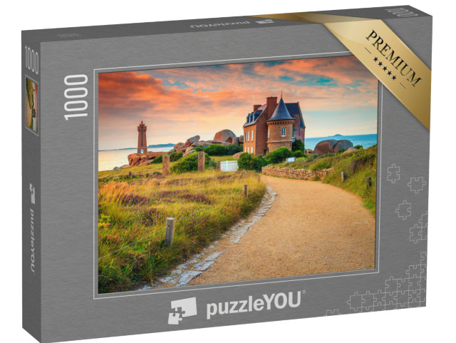 puzzle 1000 dílků „Západ slunce na Růžovém žulovém pobřeží, Bretaň, Francie“