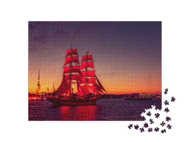 puzzle 1000 dílků „Loď s šarlatovými plachtami, Petrohrad“