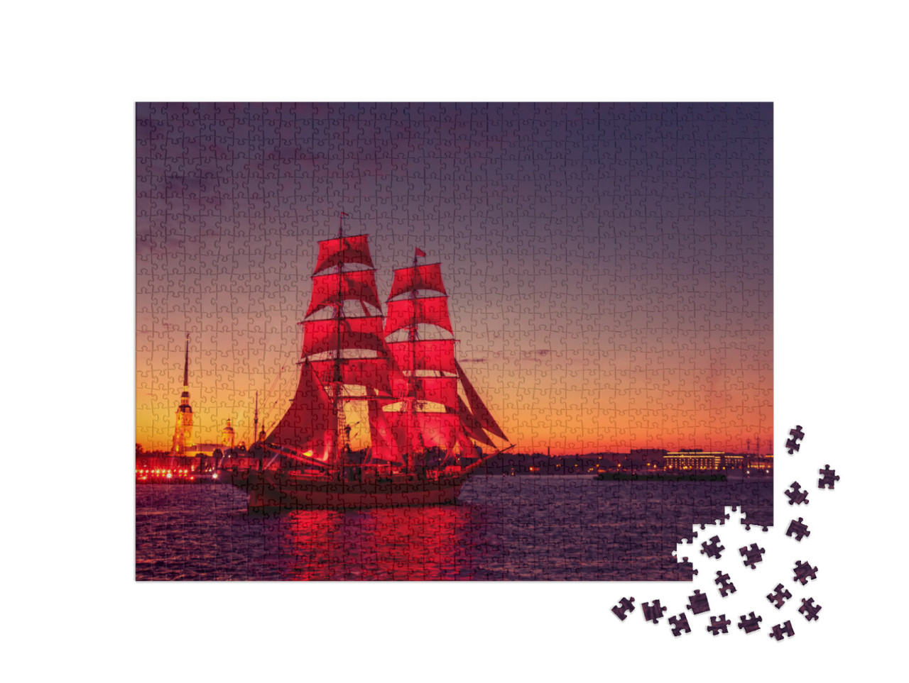 puzzle 1000 dílků „Loď s šarlatovými plachtami, Petrohrad“