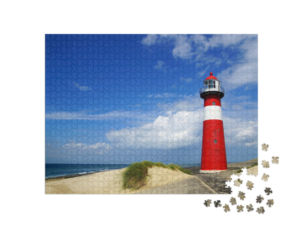 puzzle 1000 dílků „Krásný maják v dunové krajině“