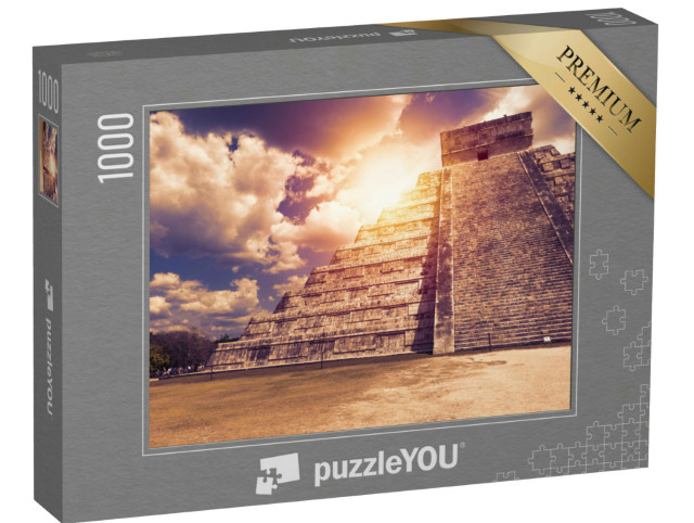 puzzle 1000 dílků „Kukulkánův chrám v Chichén Itzá, mayská pyramida na Yucatánu, Mexiko“