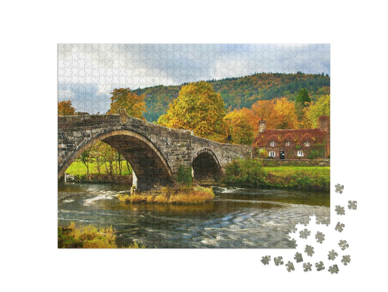 puzzle 1000 dílků „llanwrst Bridge, Snowdonia, Severní Wales, Velká Británie“