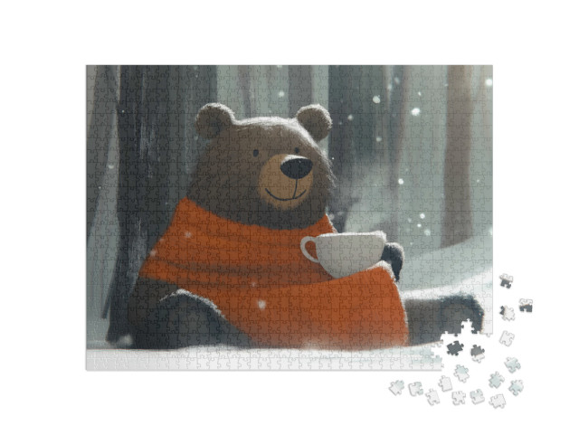 puzzle 1000 dílků „Táta medvěd si vychutnává horkou čokoládu“