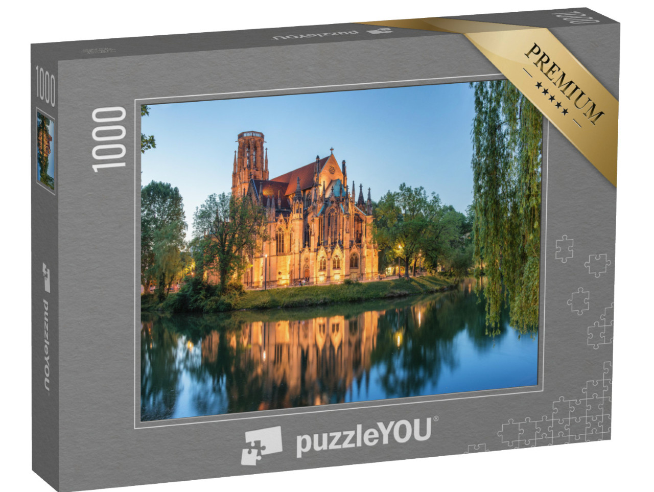 puzzle 1000 dílků „Noční pohled na kostel svatého Jana ve Stuttgartu, Německo“