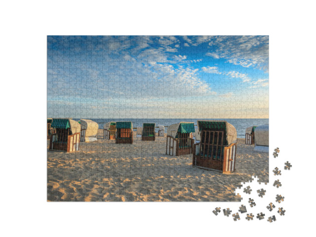 puzzle 1000 dílků „Lehátka na pláži na ostrově Usedom, Německo“