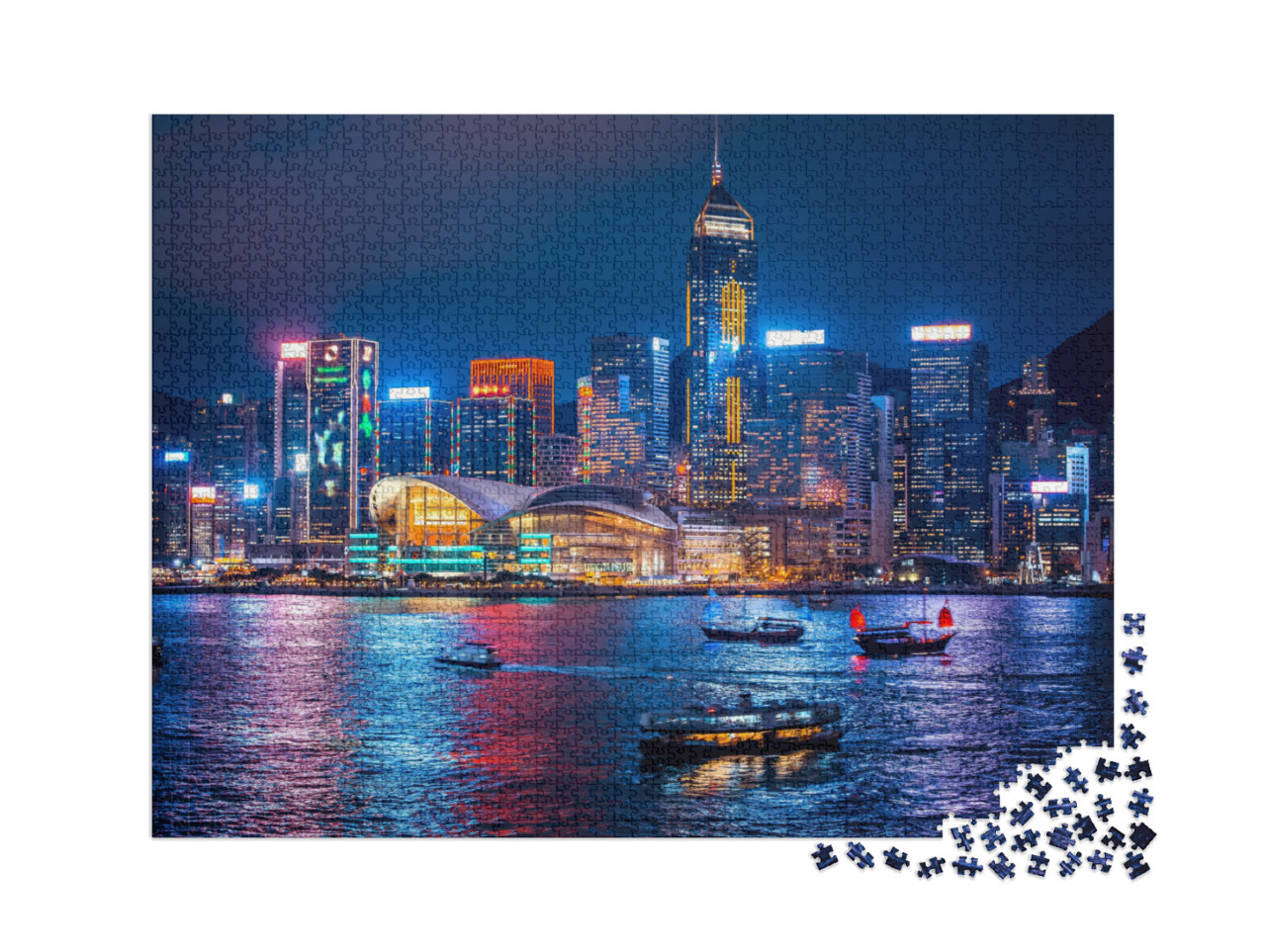 puzzle 2000 dílků „Hongkong v noci“