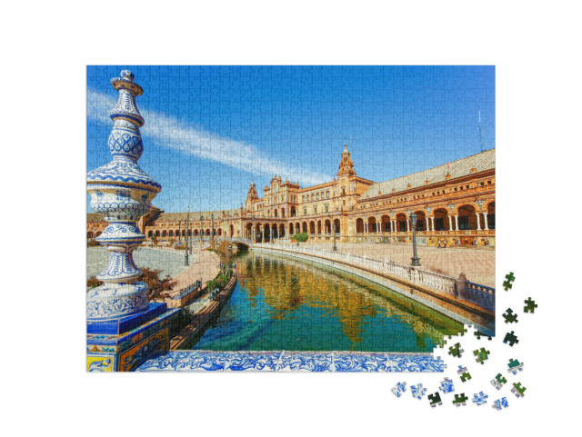 puzzle 1000 dílků „Španělské náměstí, Plaza de Espana, Sevilla, Španělsko“