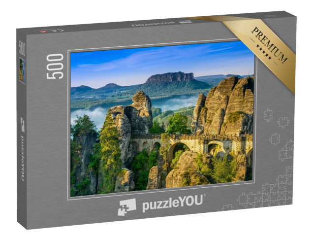 puzzle 500 dílků „Východ slunce na Bastei v Saském Švýcarsku, Německo“