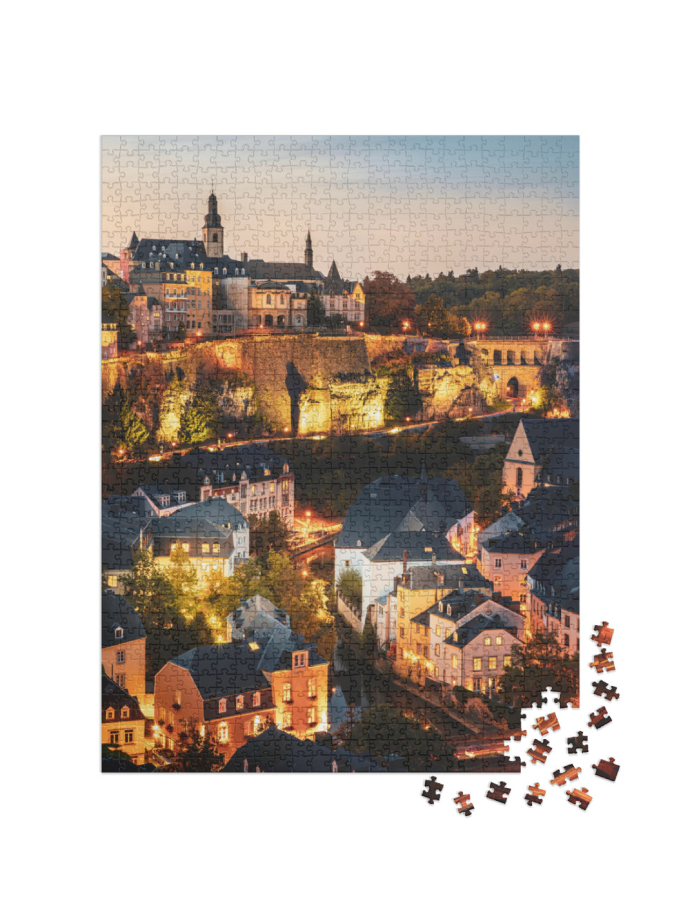 puzzle 1000 dílků „Nádherný výhled na historické centrum Lucemburku“