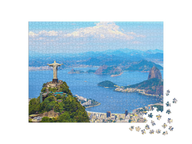 puzzle 1000 dílků „Letecký pohled na Rio de Janeiro s katedrálou Cristo Redentor, Brazílie“