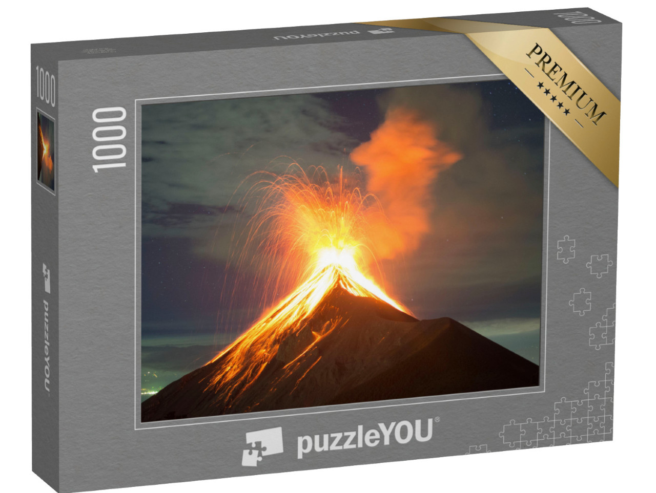 puzzle 1000 dílků „Noční erupce sopky, sopka Fuego v Antigue, Guatemala“