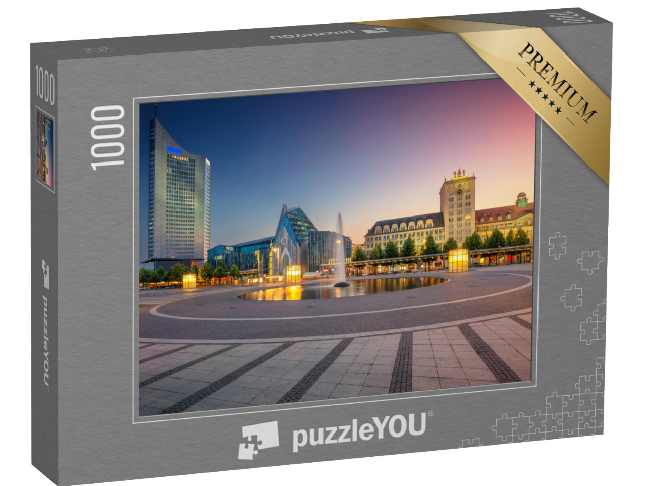 puzzle 1000 dílků „Centrum Lipska při západu slunce, Německo“