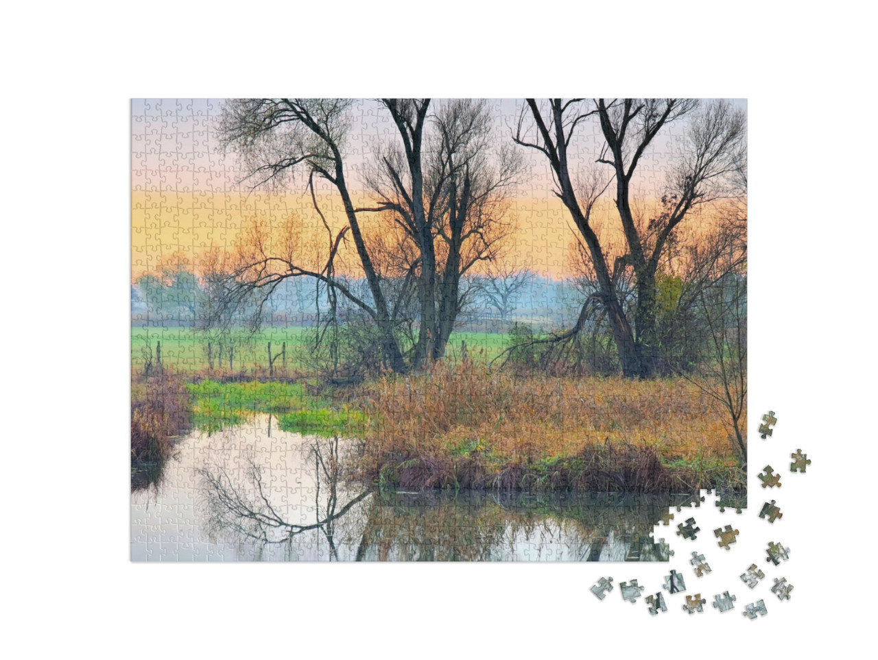 puzzle 1000 dílků „Malý Spreewald na podzim, Braniborsko“