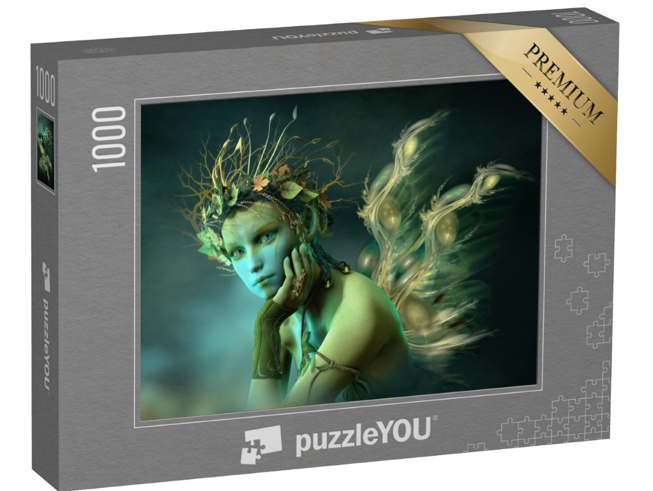 puzzle 1000 dílků „Digitální umění: Lesní víla se světelnými křídly“