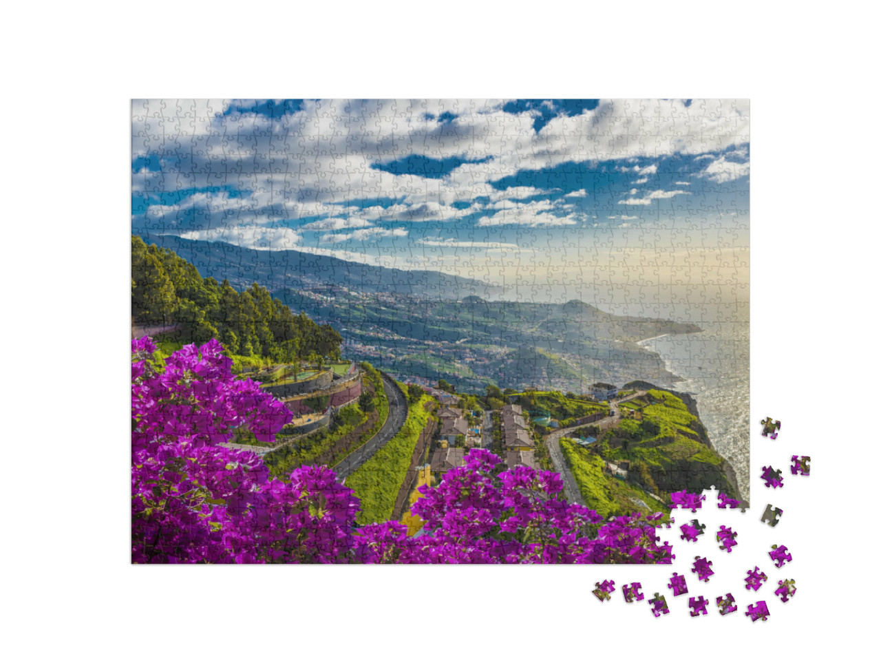 puzzle 1000 dílků „Letecký pohled z nejvyššího bodu: Cabo Girao, ostrov Madeira, Portugalsko“