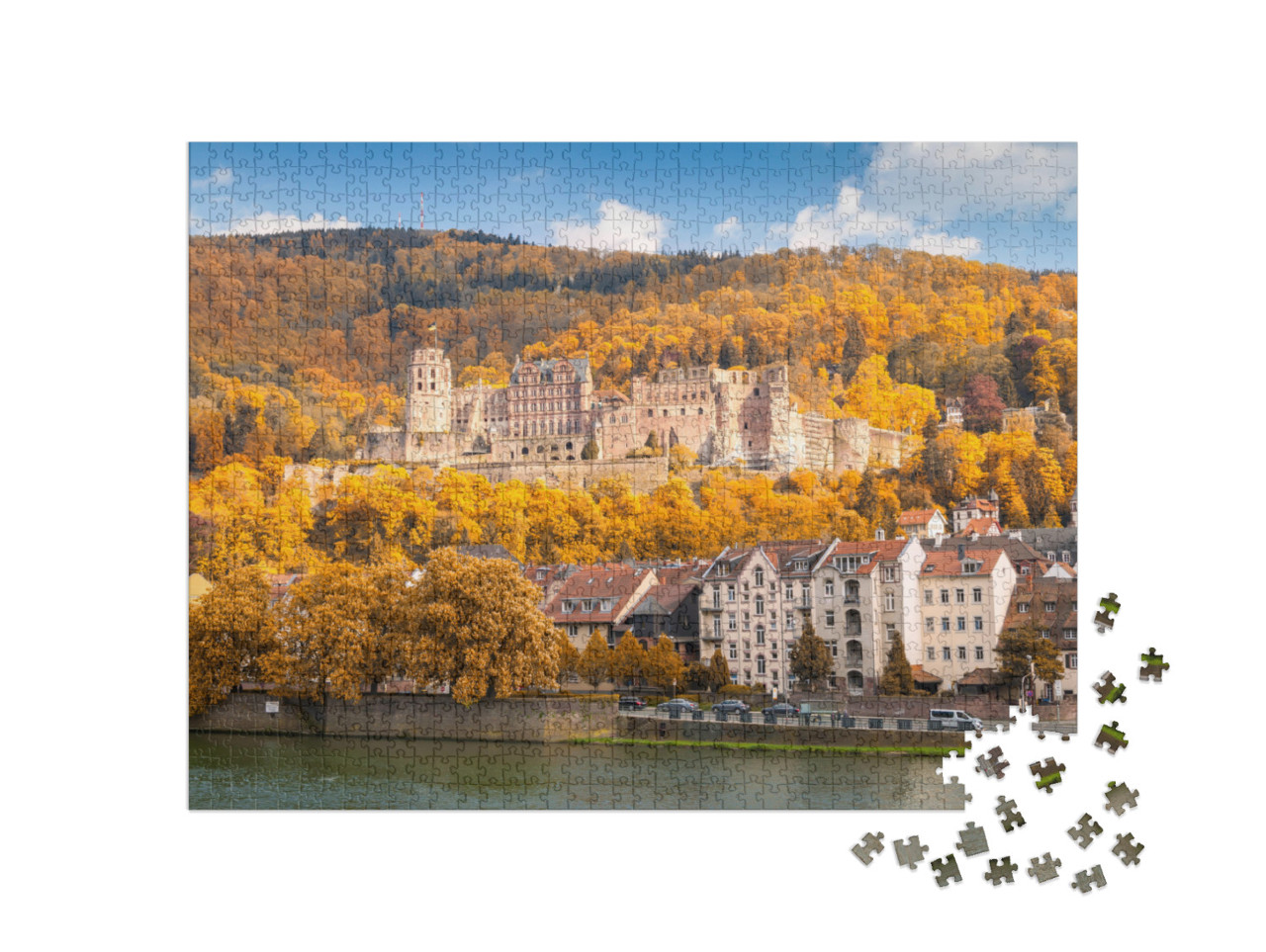 puzzle 1000 dílků „Zřícenina hradu Heidelberg, Německo“