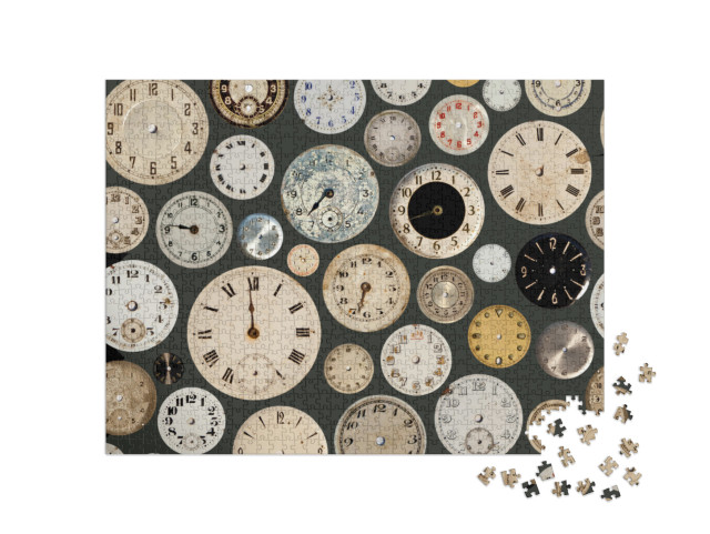 puzzle 1000 dílků „Různé staré hodinové ciferníky“