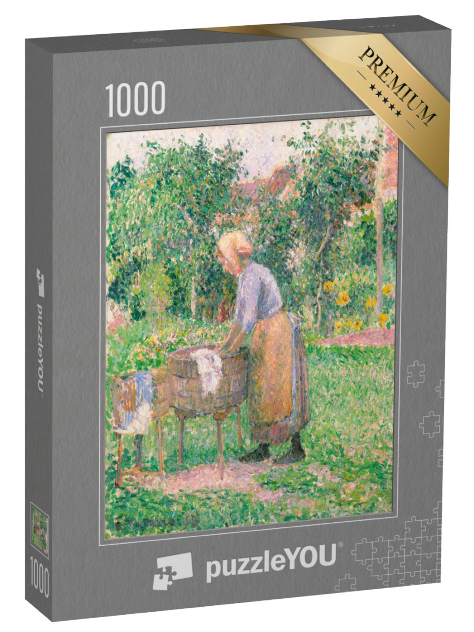 puzzle 1000 dílků „Camille Pissarro - Pračka v Éragny“