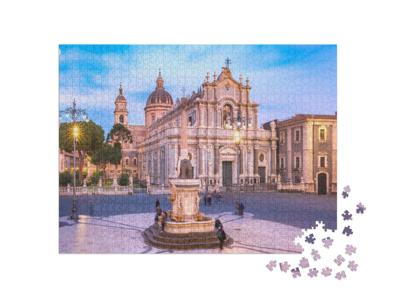 puzzle 1000 dílků „Piazza Duomo večer, Catania, Sicílie, Itálie“