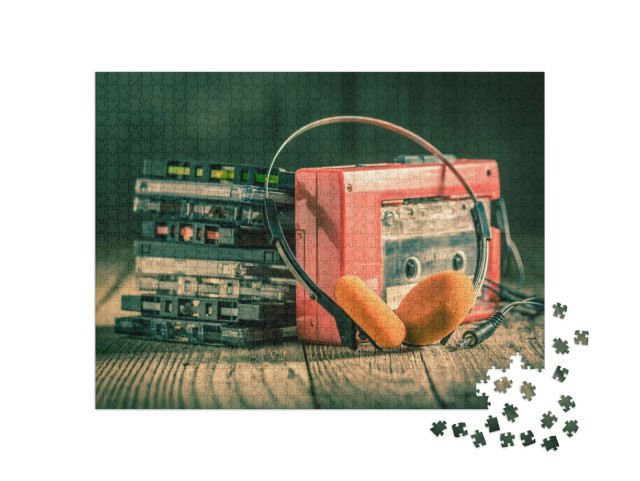 puzzle 1000 dílků „Retro: kazety, walkman a sluchátka“