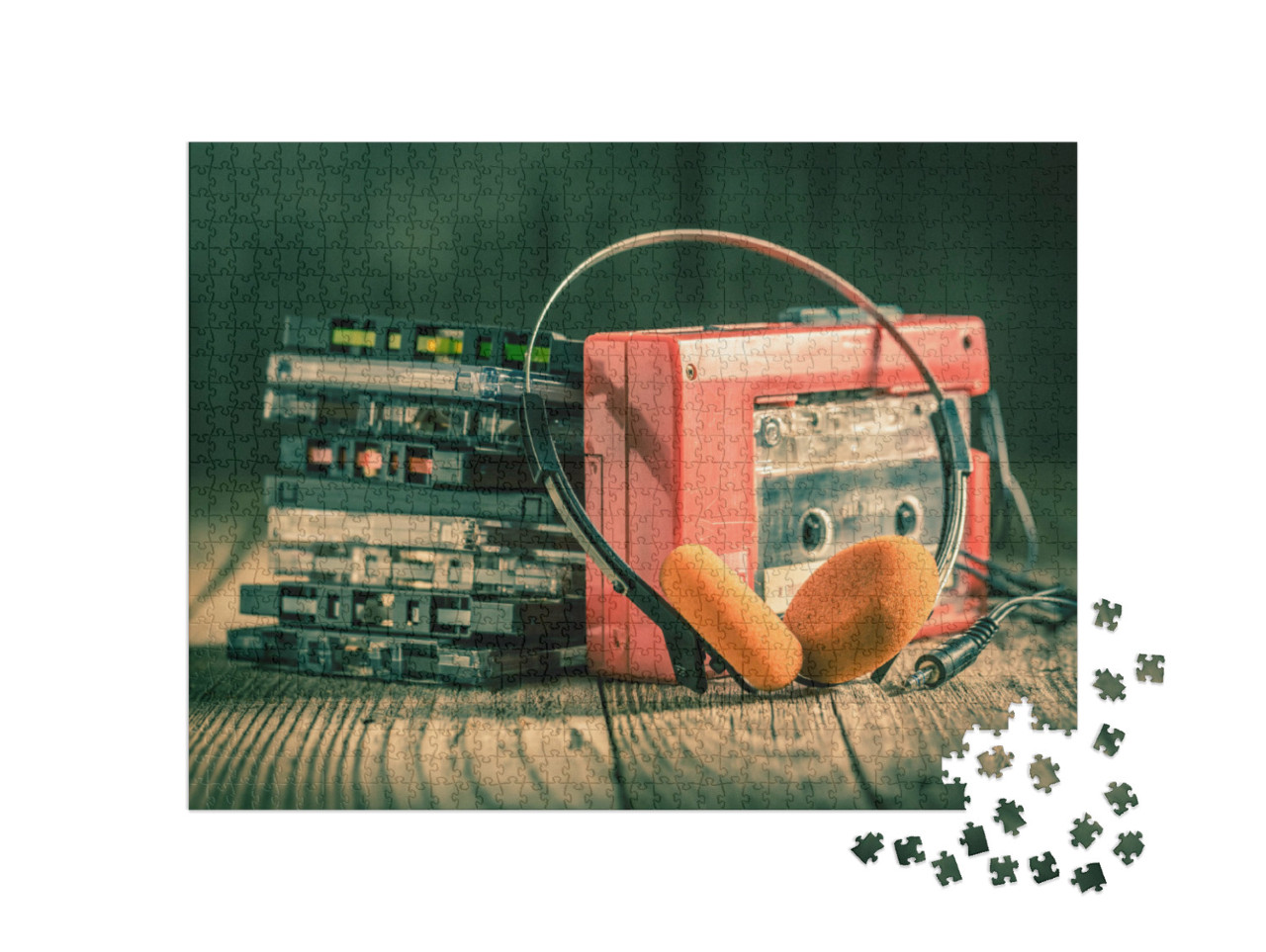 puzzle 1000 dílků „Retro: kazety, walkman a sluchátka“