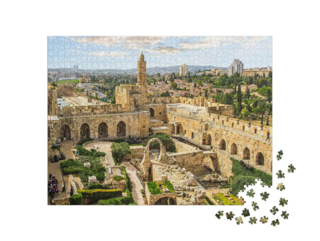 puzzle 1000 dílků „Panoramatický pohled na starobylou citadelu, Jeruzalém, Izrael“