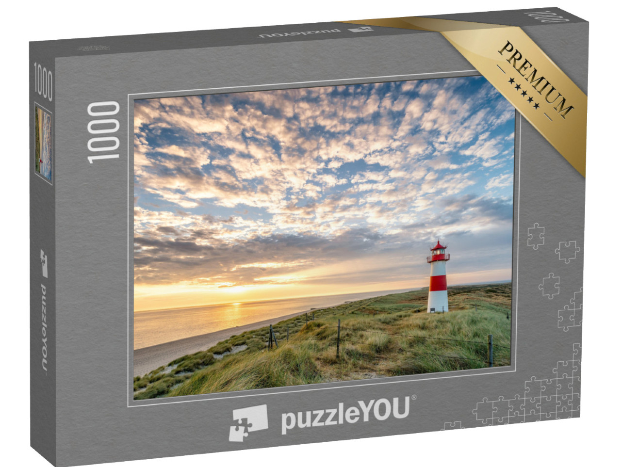 puzzle 1000 dílků „Červený maják na ostrově Sylt, Severní Frísko, Šlesvicko-Holštýnsko, Německo“