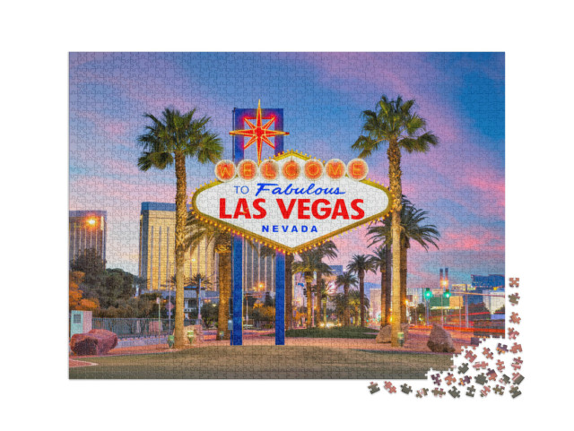puzzle 2000 dílků „Nápis Welcome to Las Vegas za soumraku“