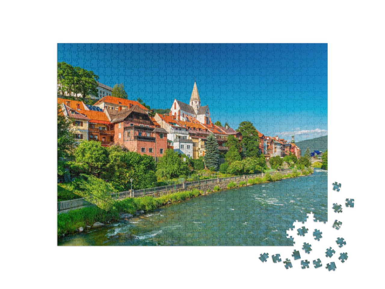 puzzle 1000 dílků „Krásné rakouské město Murau v západním Štýrsku“