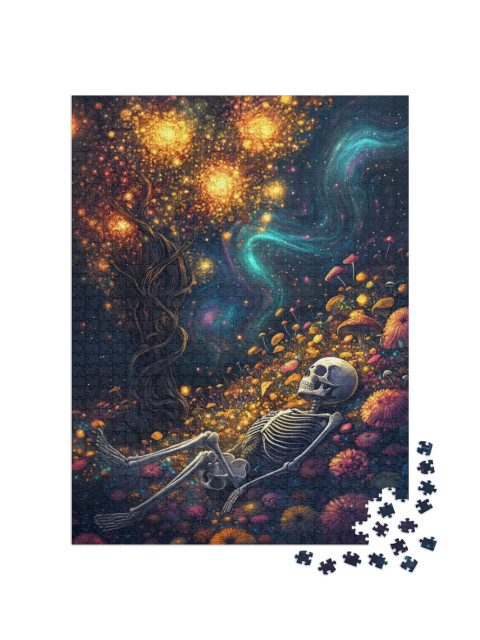 puzzle 1000 dílků „Kostra na květinové louce“