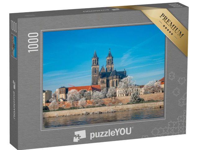 puzzle 1000 dílků „Centrum Magdeburgu v zimním dni, Německo“