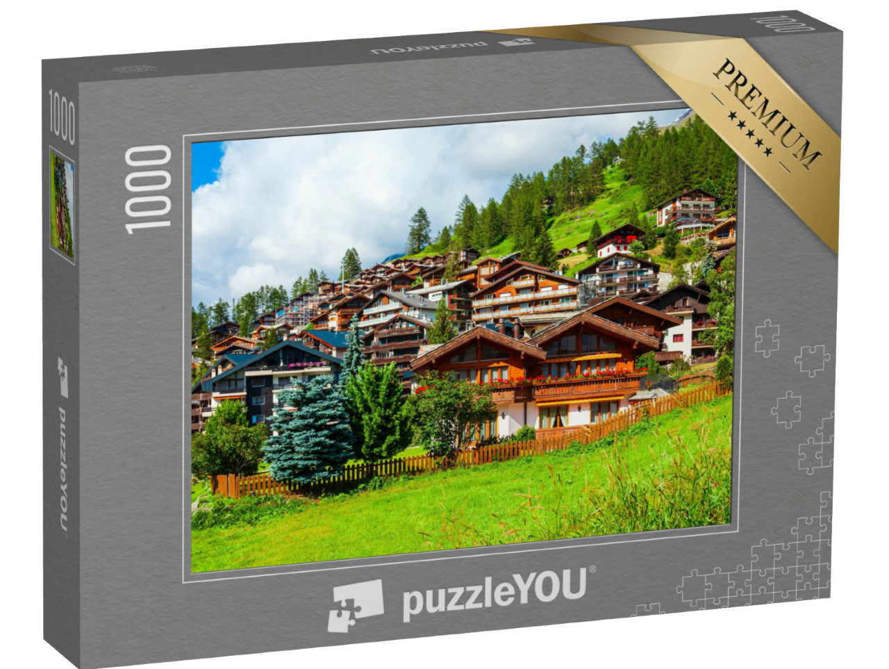 puzzle 1000 dílků „Tradiční místní domy v centru Zermattu“