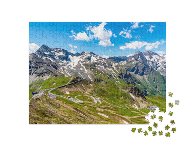 puzzle 1000 dílků „Vysokohorská silnice v Hohe Tauern, Rakousko“