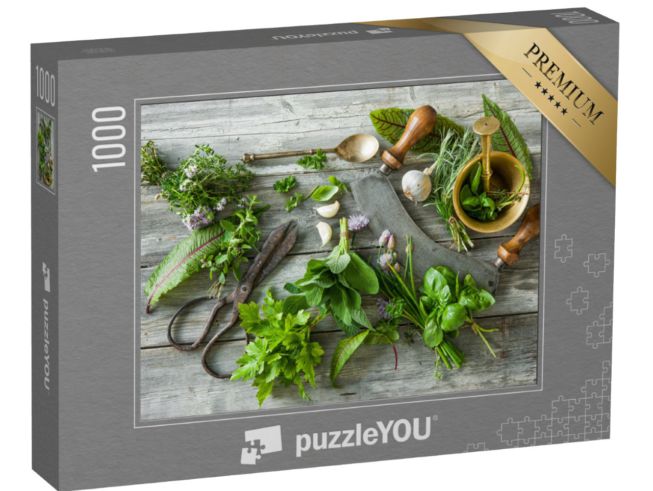 puzzle 1000 dílků „Čerstvé koření a kuchyňské bylinky“