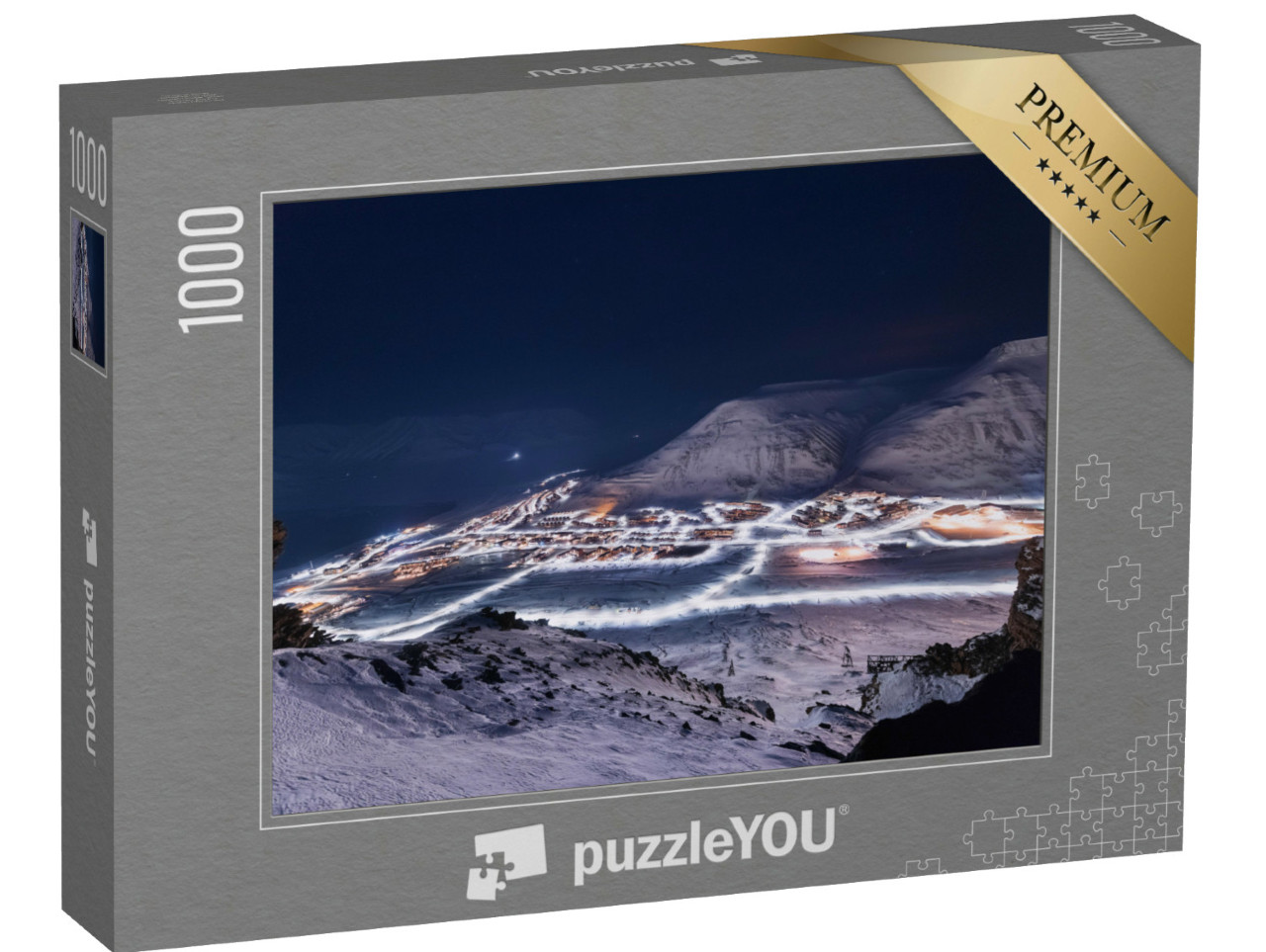 puzzle 1000 dílků „Led a příroda: krajina Špicberk za polární noci“