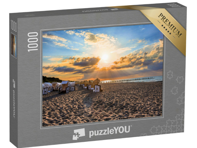 puzzle 1000 dílků „Barevný západ slunce na pláži“