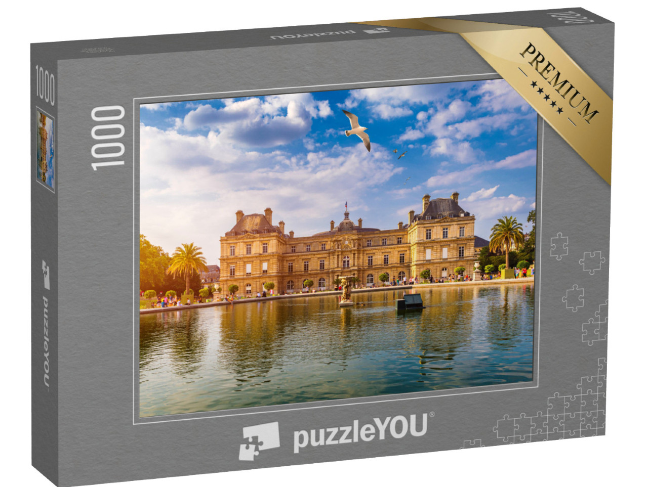 puzzle 1000 dílků „Lucemburský palác v Lucemburské zahradě (Jardin du Luxembourg) v Paříži, Francie“