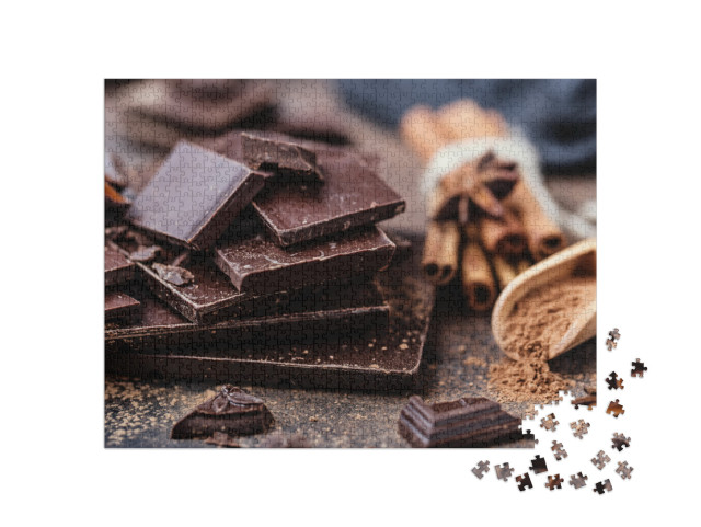 puzzle 1000 dílků „Kousky čokolády a tyčinky skořice“