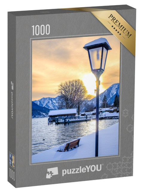 puzzle 1000 dílků „Zimní krajina u jezera Tegernsee v Bavorsku“