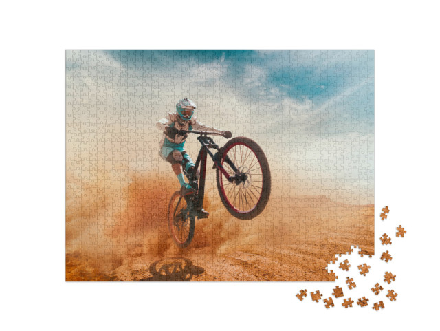 puzzle 1000 dílků „Cyklisté v pouštním prachu“