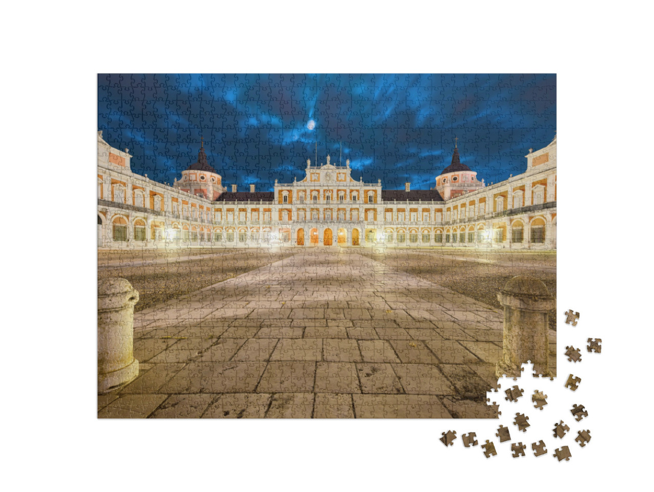 puzzle 1000 dílků „Královský palác Aranjuez v noci, Madrid, Španělsko“