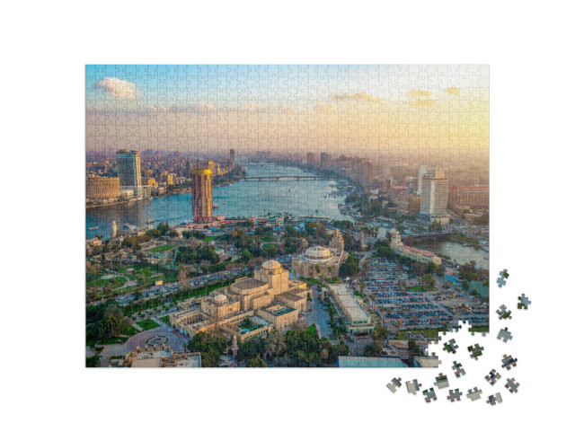 puzzle 1000 dílků „Panorama Káhiry při západu slunce, Egypt“