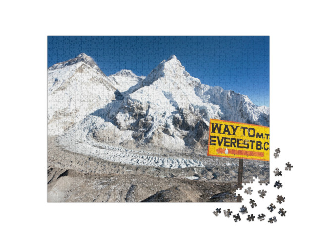 puzzle 1000 dílků „Směrovka do základního tábora Mount Everestu, Nepál“