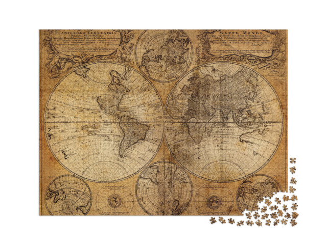 puzzle 2000 dílků „Stará mapa světa z roku 1746“