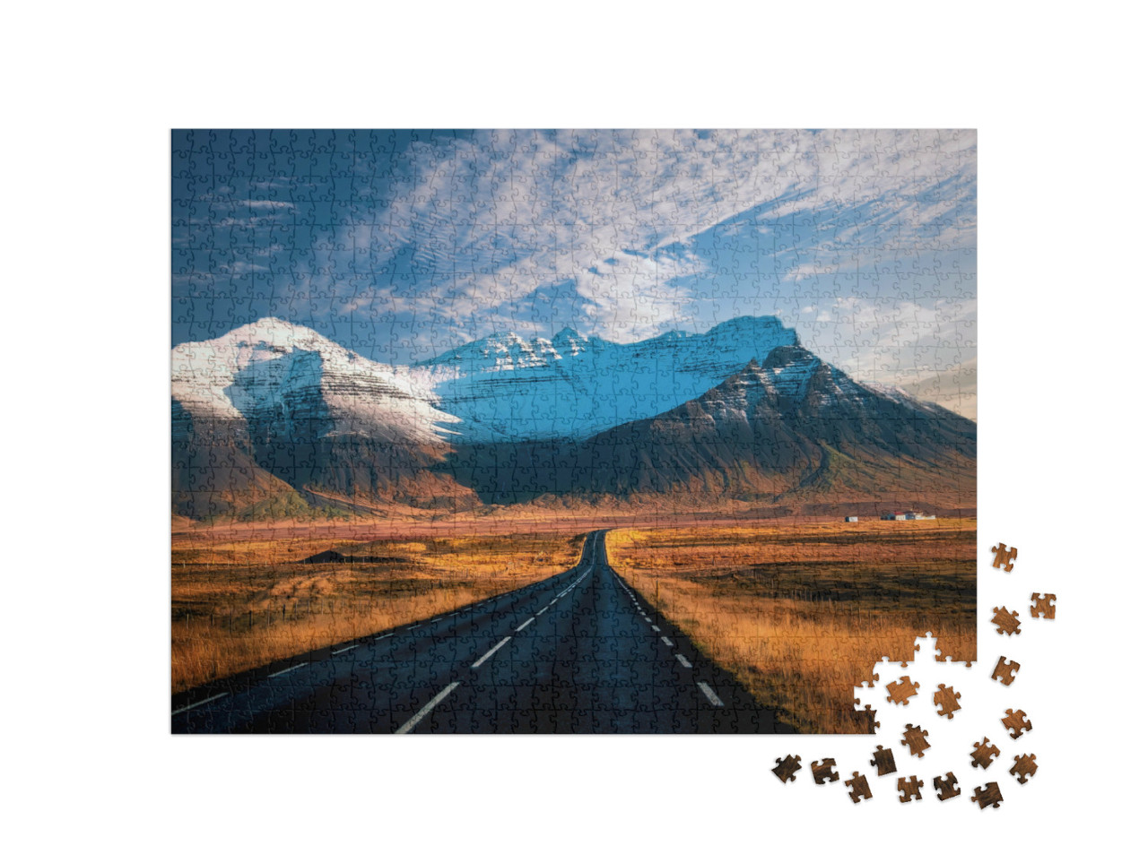 puzzle 1000 dílků „Krásné hory s dramatickou oblohou podél okružní silnice, Island“